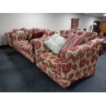 Three piece lounge suite in floral fabric