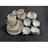 A tray of Japanese egg shell tea service and a Czechoslovakian tea service