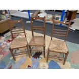 Three Edwardian oak bedroom chairs