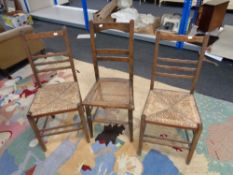 Three Edwardian oak bedroom chairs