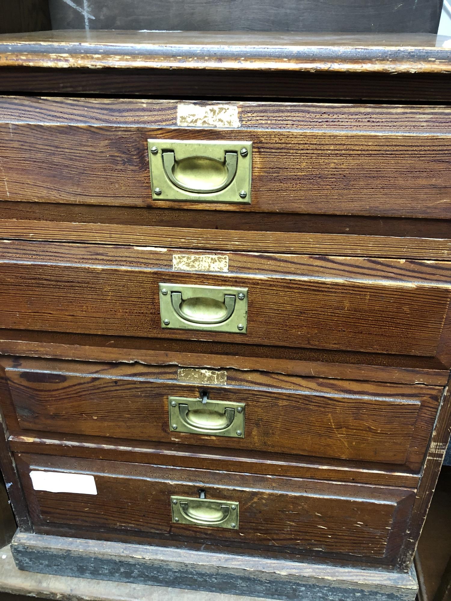 An Edwardian pine four drawer chest with brass drop handles - Image 3 of 4