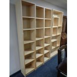 A four section Ikea bookcase