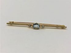 An antique 15ct gold aquamarine brooch