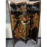 An oriental style four fold room divider