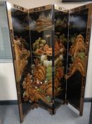 An oriental style four fold room divider