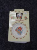 A boxed Royal Doulton bunnykins three piece dinner set