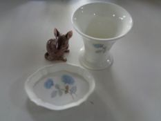 A Beswick mouse figure together with a Wedgwood Ice rose vase and shallow dish