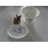 A Beswick mouse figure together with a Wedgwood Ice rose vase and shallow dish