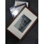 An un-framed Richard Argent Newcastle United signed print and three further framed pictures
