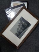 An un-framed Richard Argent Newcastle United signed print and three further framed pictures