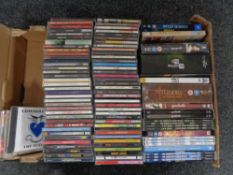 A box of DVDs and CDs including Breaking Bad box set, The Good Wife, The Doors,