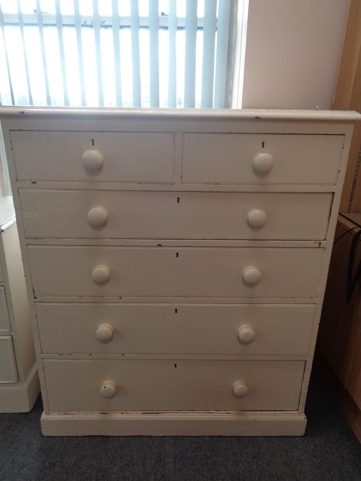 A Victorian painted pine six drawer chest CONDITION REPORT: 120cm high by 56cm deep