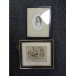 A black and gilt framed etching entitled Jessie, portrait study,