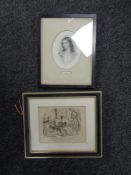 A black and gilt framed etching entitled Jessie, portrait study,