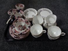 A tray of twenty piece Paragon Olympus china tea set together with six Oriental pattern trios