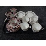 A tray of twenty piece Paragon Olympus china tea set together with six Oriental pattern trios