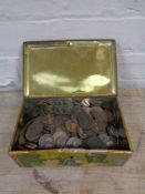 A tin of Victorian and Georgian pennies and half pennies