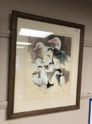John M Threlfall : Study of birds, watercolour, signed, 40 cm x 30 cm, framed.