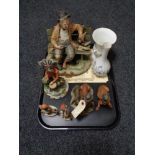 A tray of Capodimonte figures, Hummel figures,