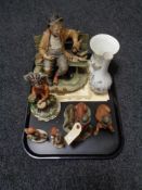 A tray of Capodimonte figures, Hummel figures,