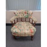 An oak bedroom chair in button back fabric