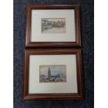 Two early 20th century framed postcards depicting scenes of Newcastle
