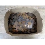 A box of Victorian and Georgian pennies and half pennies