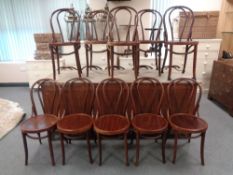 Eighteen Bentwood chairs.