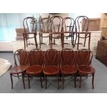 Eighteen Bentwood chairs.