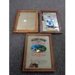 Two framed advertising mirrors 'Southern Comfort' and 'Ogdens' ,