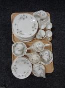 Two trays of lady Beth Floral pattern tea and dinner ware