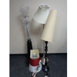 Two contemporary floor lamps with shades,
