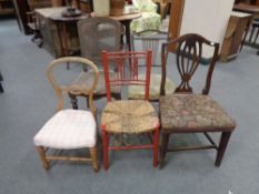 Five assorted antique and later bedroom and dining chairs (a/f)