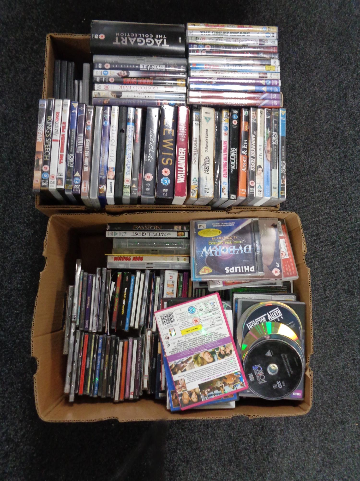 Two boxes of DVD's and board games