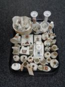 A tray of crested china and a set of six Royal Worcester Evesham dishes