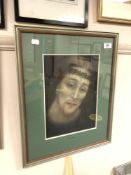 Edith Swinburn Carr : Christ, watercolour, signed, 31 cm x 22 cm, framed.