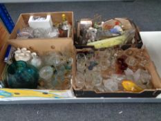 Four boxes of assorted glass ware, Ringtons china,