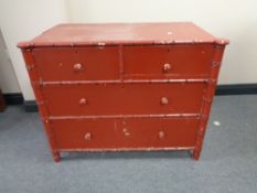 A Victorian painted pine bamboo effect four drawer chest CONDITION REPORT: 94cm