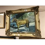 Elizabeth Brown : Police Horse Plessey, oil on panel, signed, 29 cm x 39 cm,
