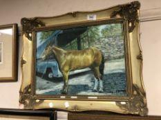 Elizabeth Brown : Police Horse Plessey, oil on panel, signed, 29 cm x 39 cm,