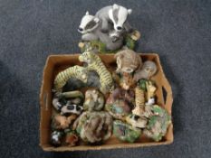 A box of assorted animal ornaments to include Leonardo Collection,