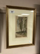 Victor Noble Rainbird : Jesus on the cross, watercolour, signed, dated 1918, 18 cm x 11 cm, framed.