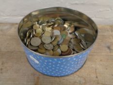 A tin of a quantity of pre-decimal British coinage
