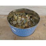 A tin of a quantity of pre-decimal British coinage