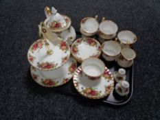 Forty-six pieces of Royal Albert Old country roses tea and dinner china