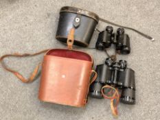 A pair of 7x50 field binocular in leather cased marked Mercury,