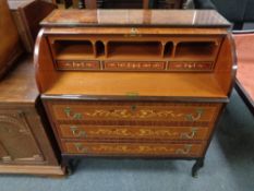 A Continental veneered high gloss cylinder bureau