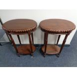 A pair of Victorian style oval lamp tables