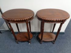 A pair of Victorian style oval lamp tables