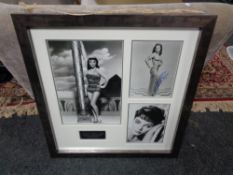 A framed signed Joan Collins photograph montage